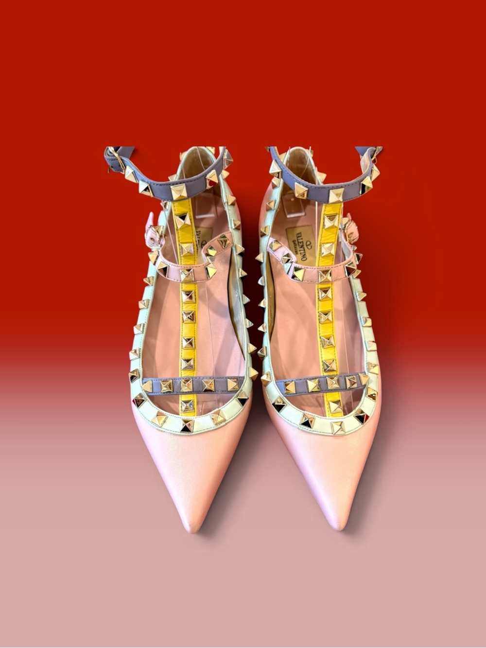Valentino Garavani Pastel Pink iconic Rockstud Pointed Flats - Picture 11 of 15